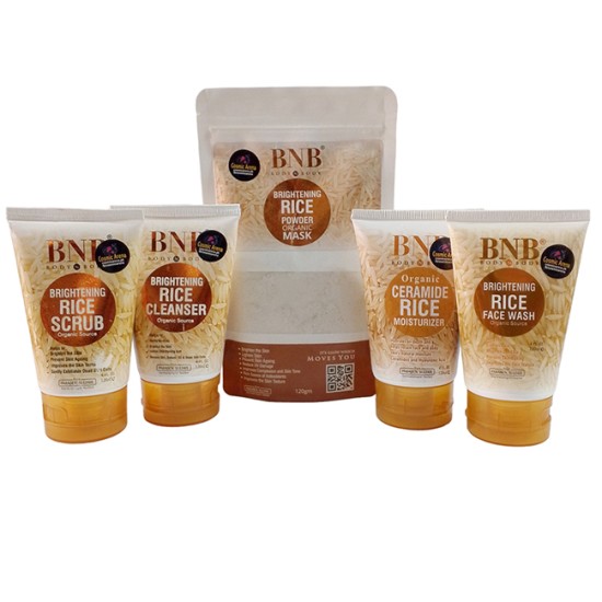 BNB Rice Facial Kit Pack Of 5 Rice Scrub Rice Face Wash Rice Cleanser Rice Moisturizer Rice Powder Mask