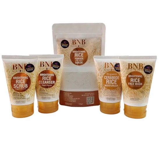 BNB Rice Facial Kit Pack Of 5 Rice Scrub Rice Face Wash Rice Cleanser Rice Moisturizer Rice Powder Mask BNB Rice Facial Kit Pack Of 5 Rice Scrub Rice Face Wash Rice Cleanser Rice Moisturizer Rice Powder Mask