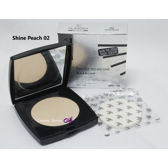 Clazona Beauty Compacted Two Way Cake Foundation Shade No Shine Peach 02