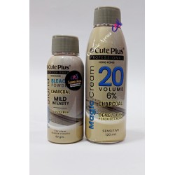 Cute Plus Skin Polish Charcoal Bleach Powder and Volume Dust Free Mild Intensity For Clear Blonde Results