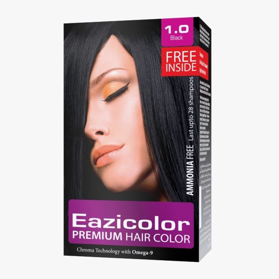 Eazicolor Ammonia Free Premium Hair Color Black 1.0