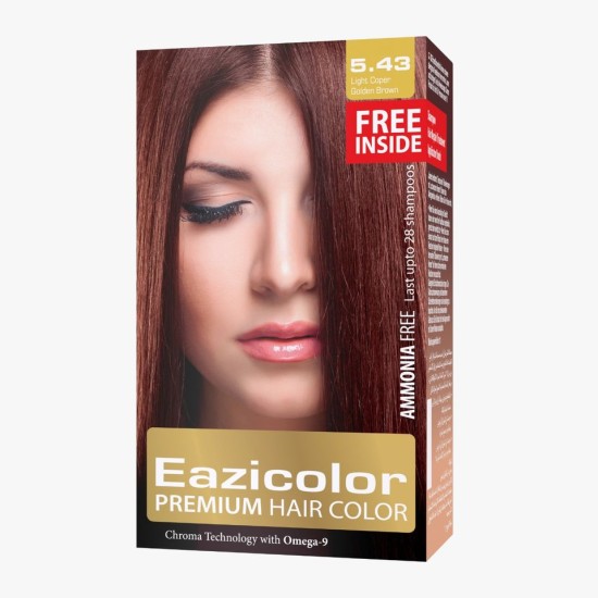 Eazicolor Ammonia Free Premium Hair Color Light Copper Golden Brown 5.43