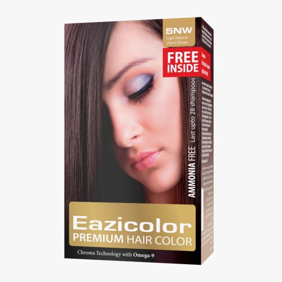 Eazicolor Ammonia Free Premium Hair Color Light Natural Warm Brown 5NW