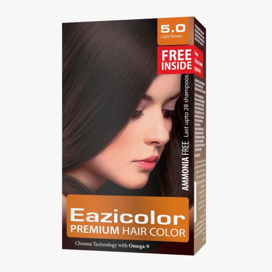 Eazicolor Ammonia Free Premium Hair Color Light Brown 5.0