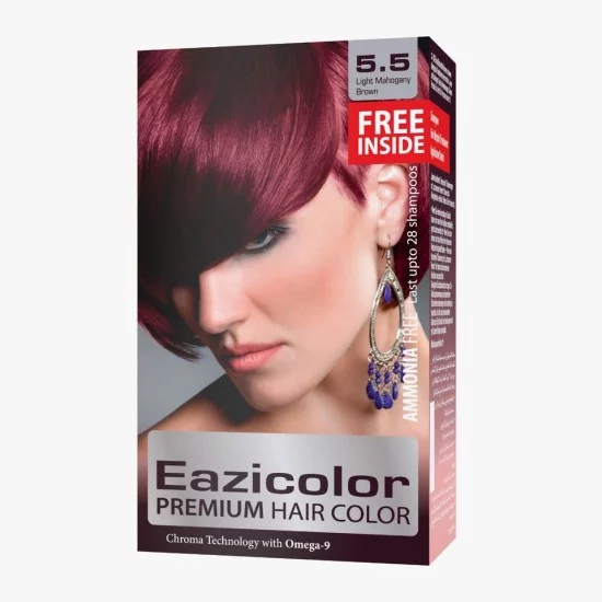 Eazicolor Ammonia Free Premium Hair Color Light Mahogany Brown 5.5