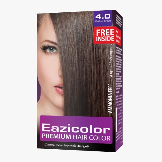 Eazicolor Ammonia Free Premium Hair Color Medium Brown 4.0