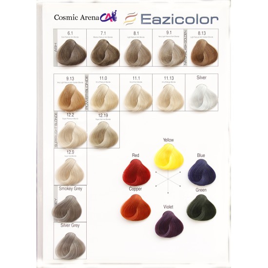 Eazicolor Hair Dye Chroma Technology 9.1 Very Light Natural Ash Blond