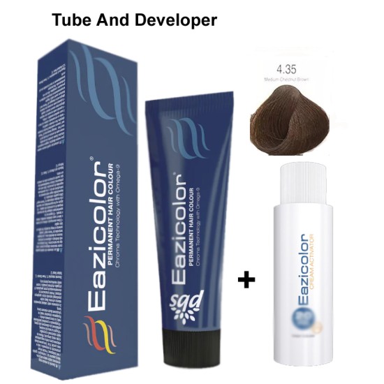 Eazicolor Hair Dye Chroma Technology 4.35 Medium Chestnut Brown