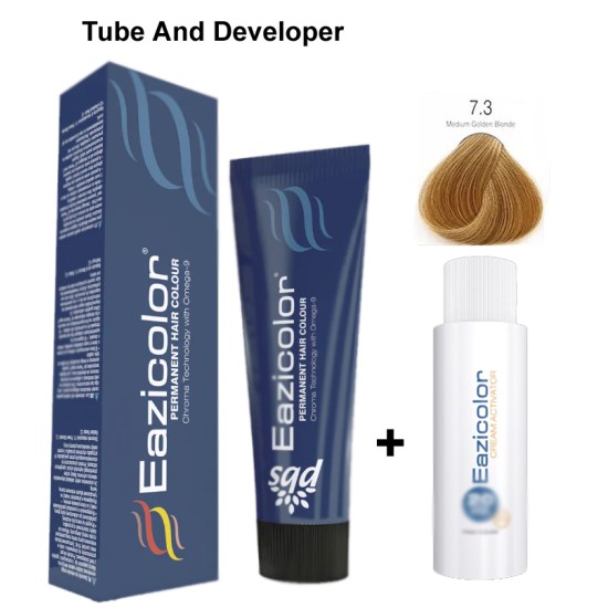 Eazicolor Hair Dye Chroma Technology 7.3 Medium Golden Brown