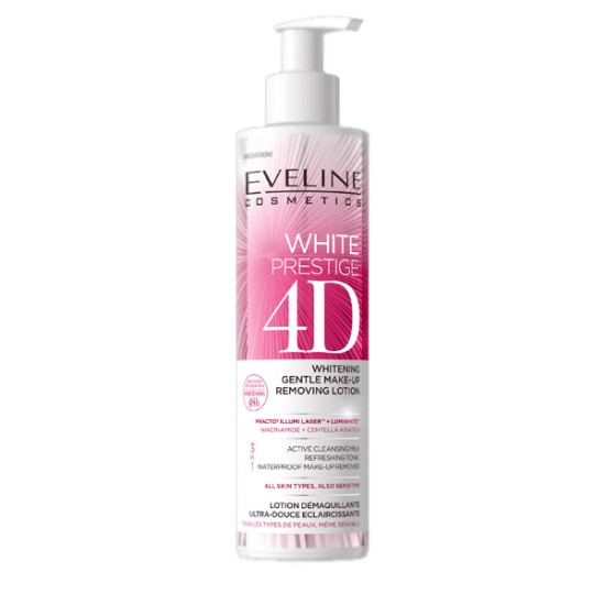 Eveline Cleanser 4D White Prestige Whitening Gentle Makeup Removing Lotion 245ml 
