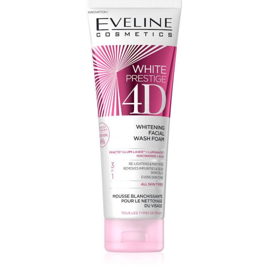 Eveline Face Wash White Prestige 4D Whitening Facial Wash Foam 100ml