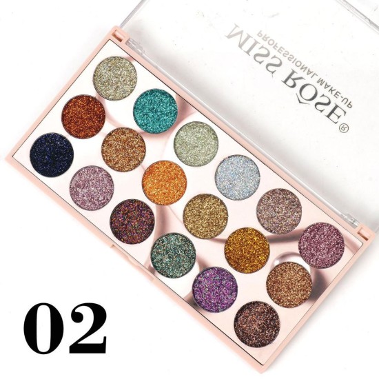 Miss Rose Glitter Palette 18 Multi Colors Glitter Palette