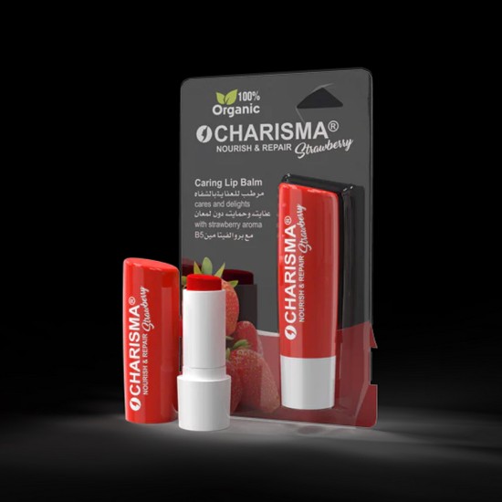 Charisma Lip Balm Nourish and Repair Strawberry Flavor With Light Pink Color