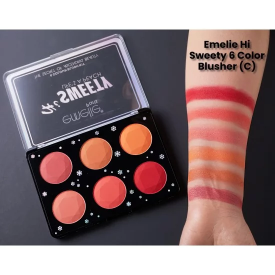 Emelie Blush On Palette 6 Multi Colors Blusher Palette