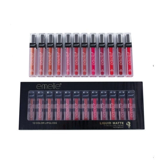 Emelie Lip Gloss 12 Pieces Lipgloss Pack Matte Lip Gloss Shades