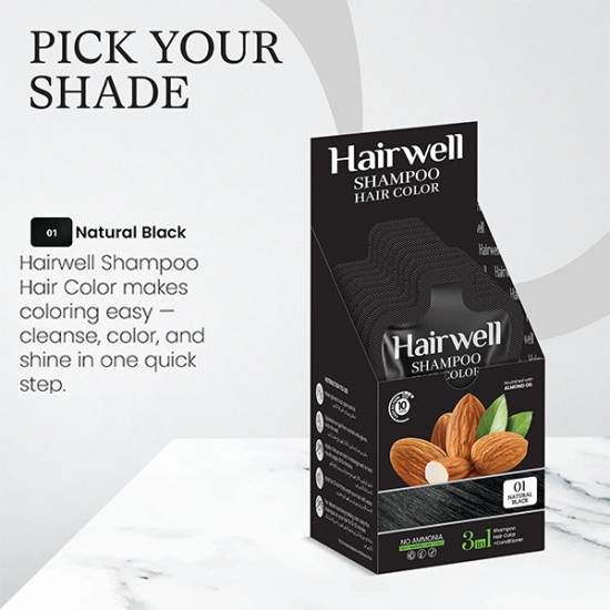 Kala Kola Hairwell Hair Color Shampoo Sachet Box Black 01