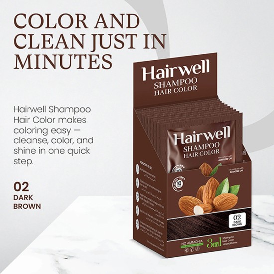 Kala Kola Hairwell Hair Color Shampoo 10 Sachet Box