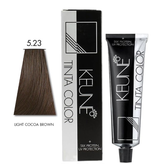 Keune Hair Color Tinta Color 5.23 Light Cocoa Brown Tube and Developer