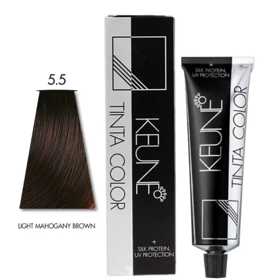 Keune Hair Color Tinta Color 5.5 Light Mahogany Brown Tube And Developer
