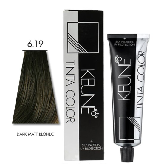 Keune Hair Color Tinta Color 6.19 Dark Matt Blonde Tube and Developer