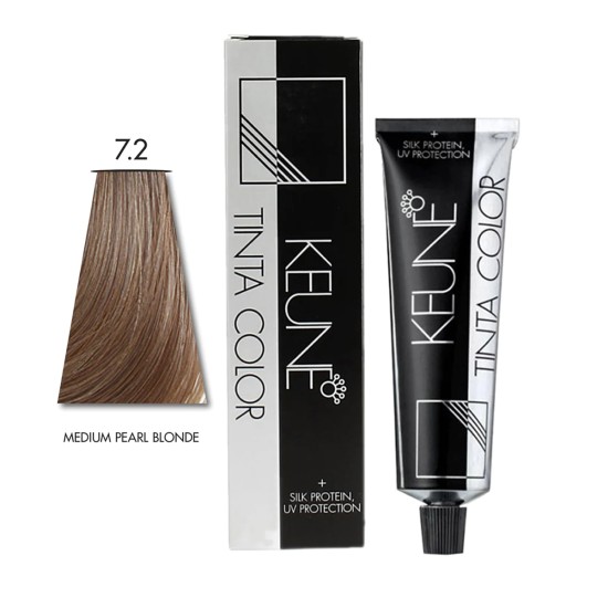 Keune Hair Color Tinta Color 7.2 Medium Pearl Blonde Tube and Developer 