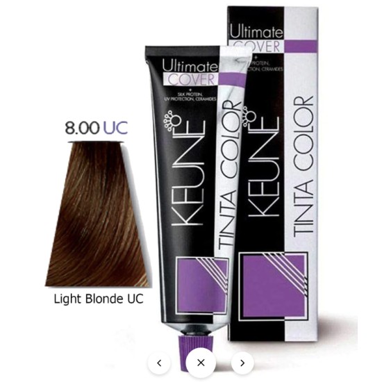 Keune Hair Color Tinta Color 8.00 UC Light Blonde Tube And Developer