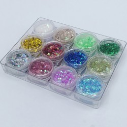 Chunky Glitter For Eye Makeup And Nails Pack Of 12 Shades