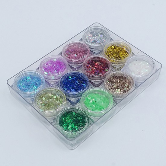 Chunky Glitter For Eye Makeup And Nails Pack Of 12 Shades