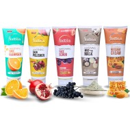 Saffron Facial Pack Of 5 Tubes Scrub Cleanser Massage And Mask Skin Polish Saffron Facial Pack Of 5 Tubes Scrub Cleanser Massage And Mask Skin Polish