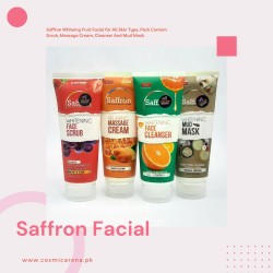 Saffron Facial Pack Of 4 Tubes Scrub Cleanser Massage And Mask Saffron Facial Pack Of 4 Tubes Scrub Cleanser Massage And Mask