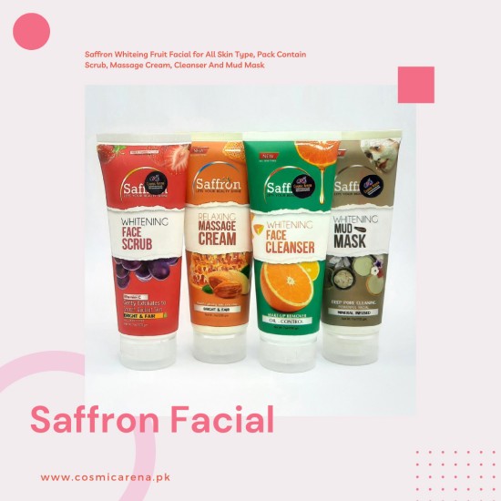 Saffron Facial Pack Of 4 Tubes Scrub Cleanser Massage And Mask