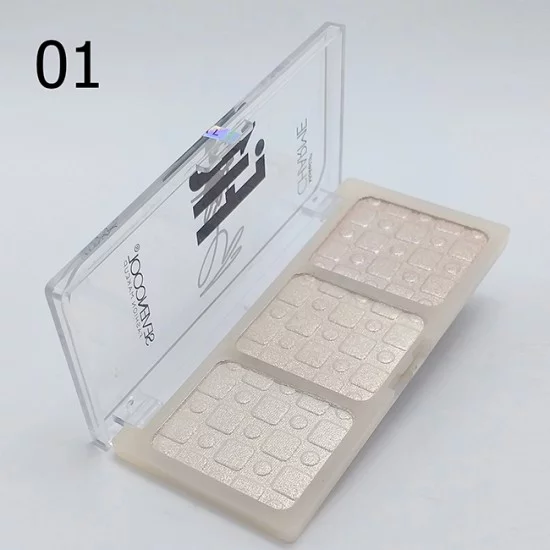 Seven Cool Highlighter Blusher Palette 3 Colors Shimmer Shades