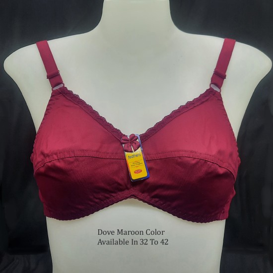 Feathers Bra Dove Maroon Cotton Bra B Cup Available Size 32 to 42