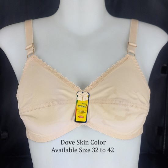 Feathers Bra Dove Skin Cotton Bra B Cup Available Size 32 to 42