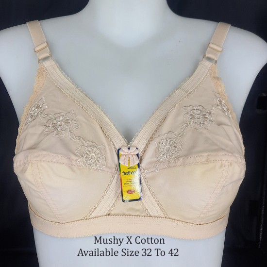Feathers Bra Mushy X Cotton Bra B Cup Skin Available Size 32 to 42